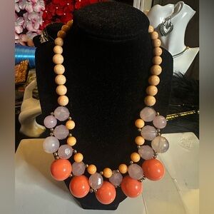 Elegant Multi-Color Beaded Statement Necklace.